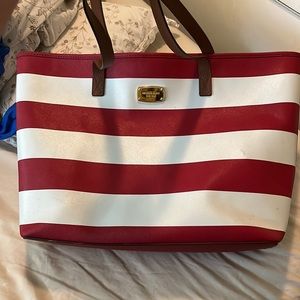 Michael Kors Handbag, white and red stripes. Non-smoker.